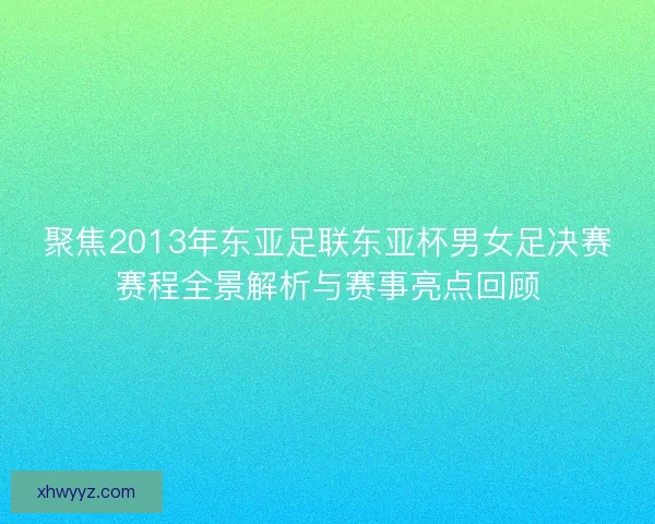 聚焦2013年东亚足联东亚杯男女足决赛赛程全景解析与赛事亮点回顾